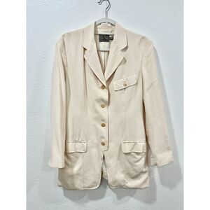 Vintage archive Calvin Klein CK cream nude 100% silk blazer jacket size 6
